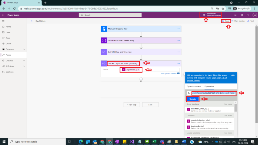 Usage of DayofWeek in Power Automate
